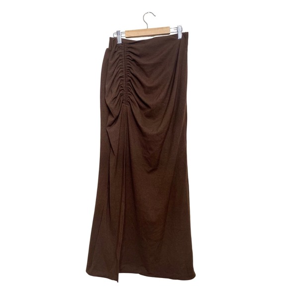 FP Movement by Free People Dresses & Skirts - Free People Movement Brown Ribbed Ruched Maxi Skirt Womens Large